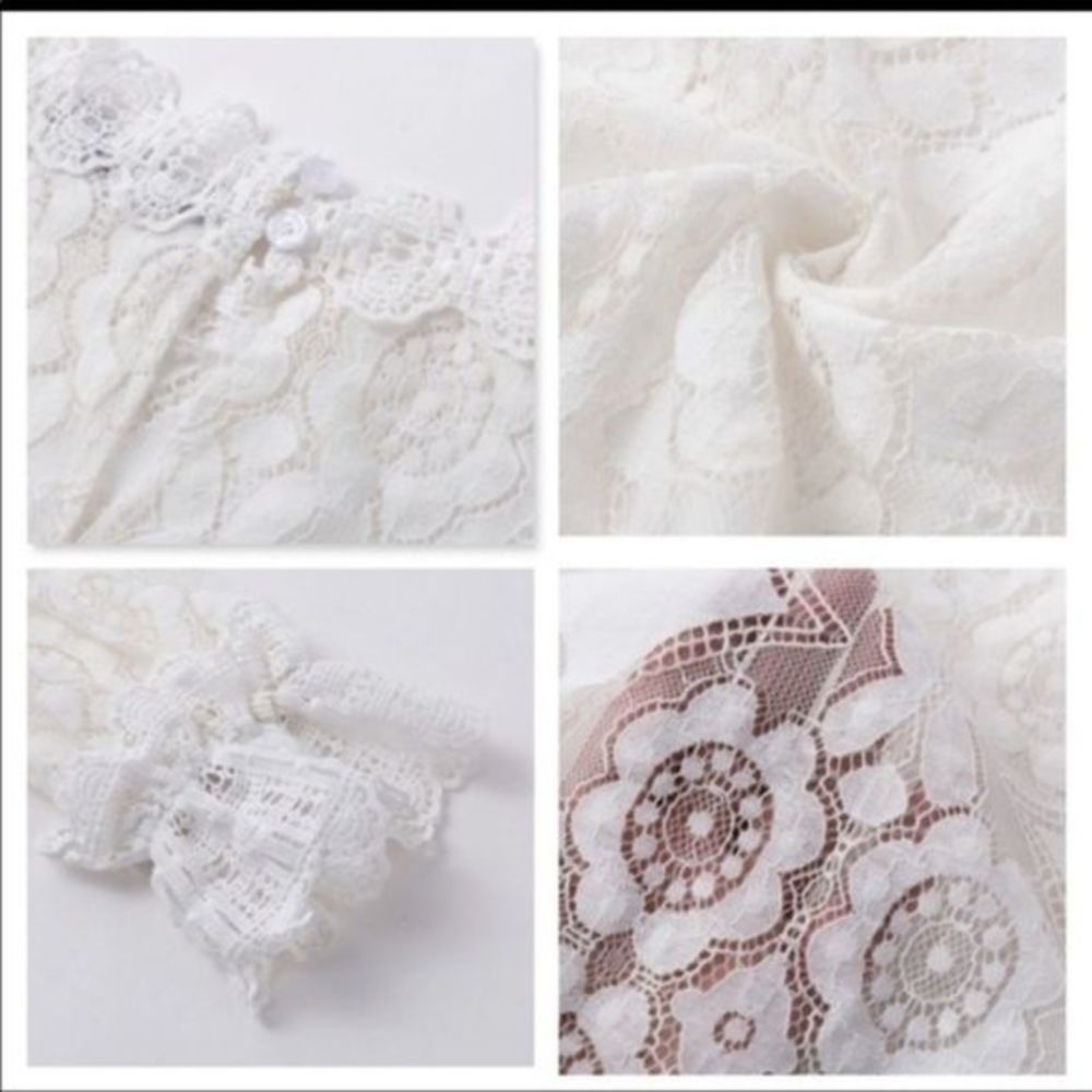 White Lace See through Bohemian Long Sleeve Shirt - Picture 13 of 16
